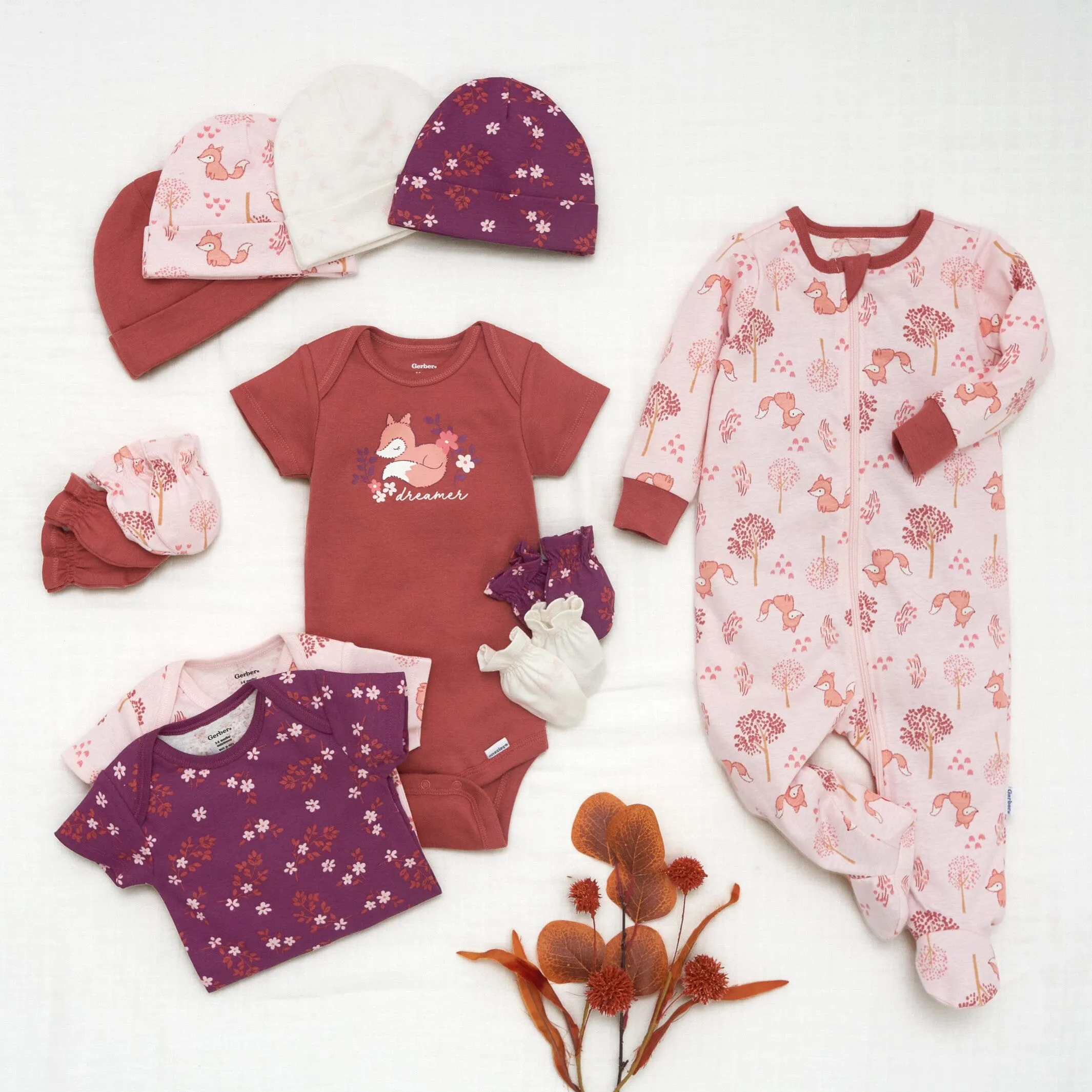 12-Piece Baby Girls Fox Layette Bundle