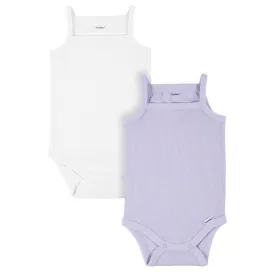 2-Pack Baby Girls Purple & White Sleeveless Onesies® Bodysuits