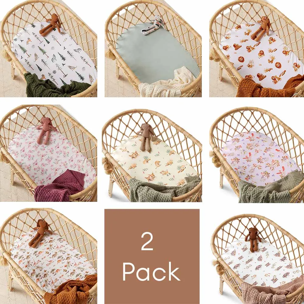 2 Pack Fitted Organic Bassinet Sheets / Change Pad Cover