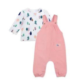 2-Piece Organic Cotton Squirrel Leaf Overall Set