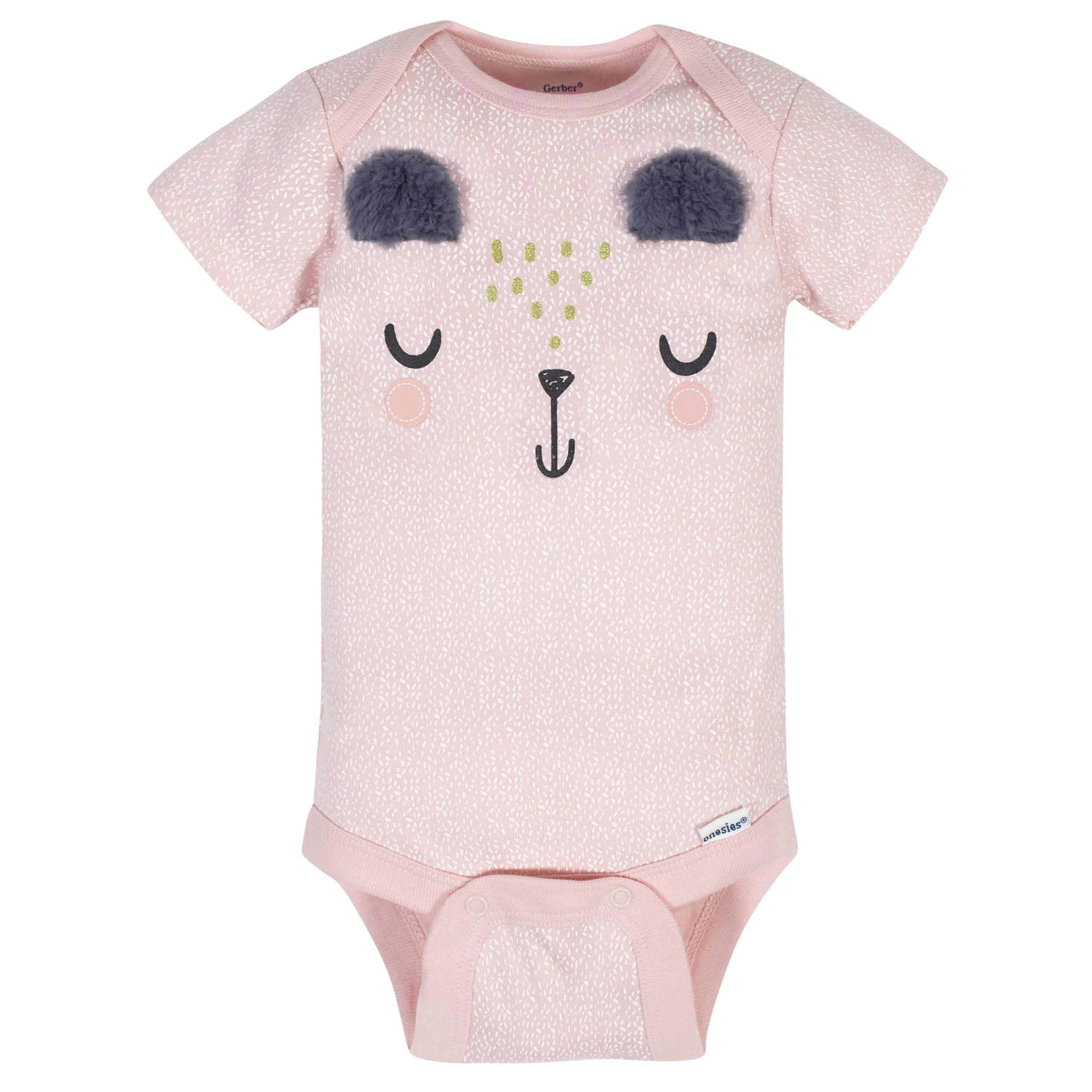 4-Pack Baby Girls Bear Short Sleeve Onesies® Bodysuits