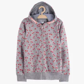 51015 Cherry Hearts Grey Zipper Hoodie 2784