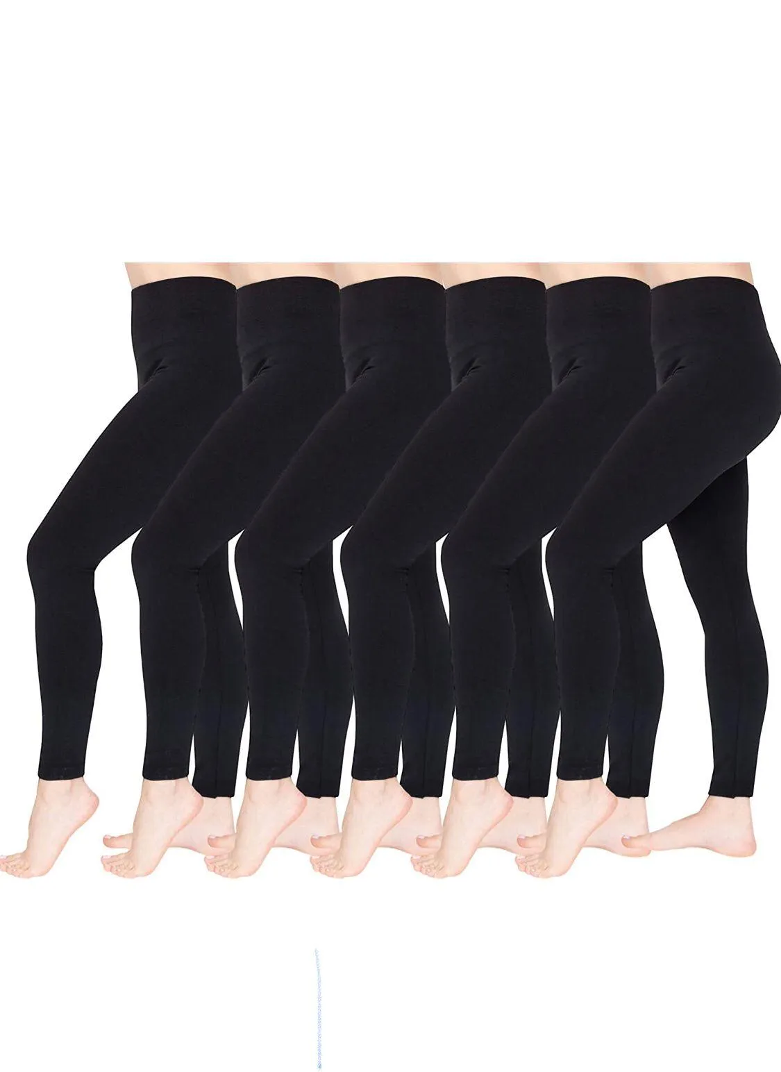 6 Pack Women‚Äôs Fleece Lined Leggings High Waist Stretchy warm Leggings one size