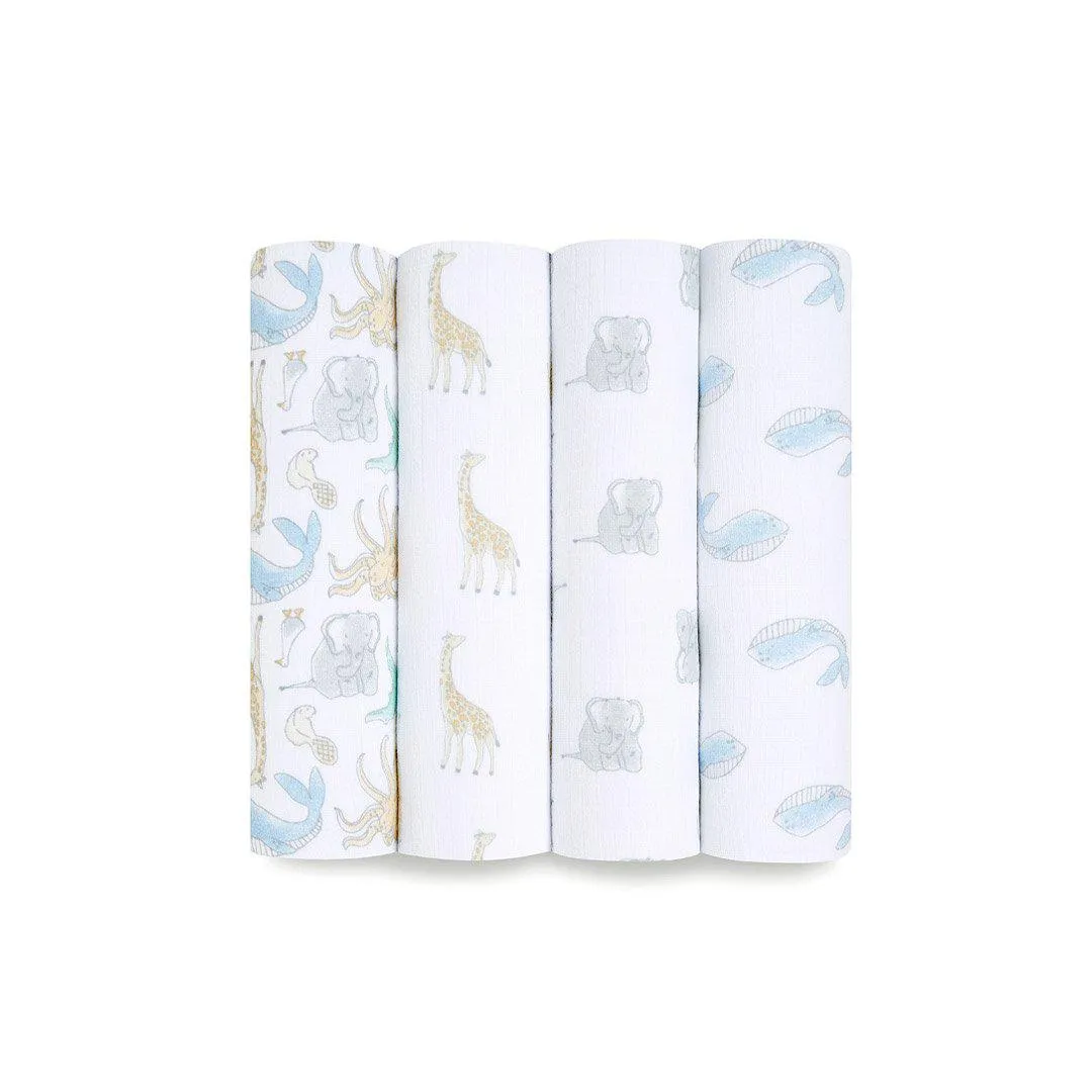 aden   anais Essentials Cotton Muslin Swaddle Blankets - Natural History - 4 Pack