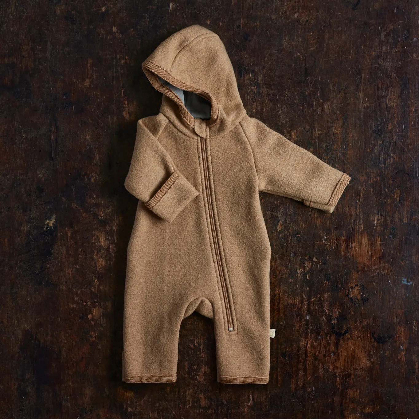 Baby & Kids Boiled Merino Wool Zip Overall - Caramel