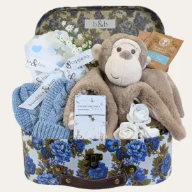 Baby Boy Gifts Trunk Cheeky Little Monkey, Mittens & Muslin