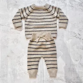 Baby Boys Sets | 2PCS: Ace Sweater Set- Indigo Stripe | Quincy Mae