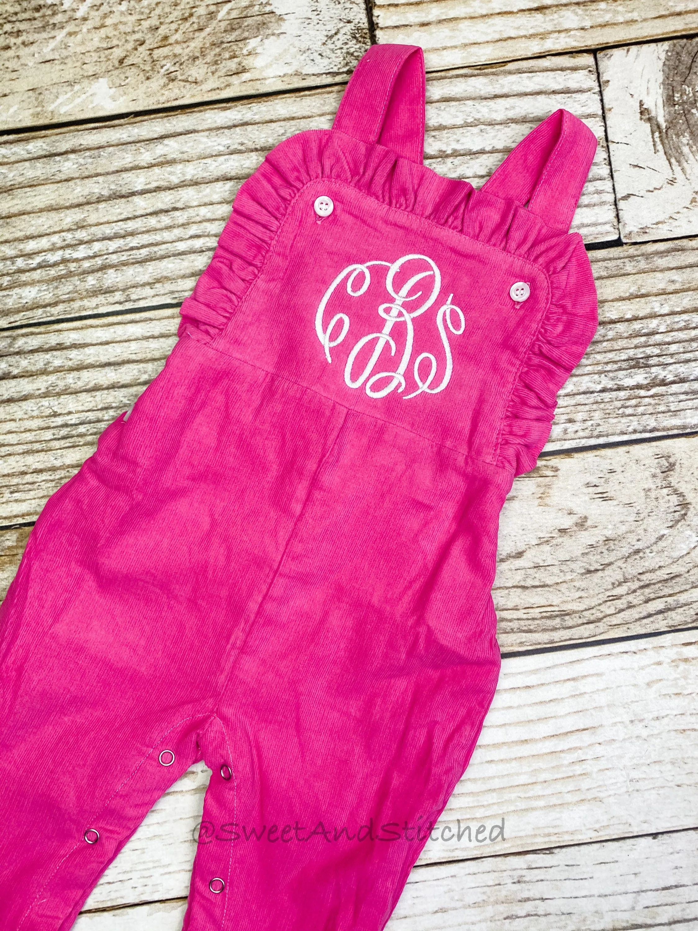 Baby girl monogrammed fall Corduroy outfit, Pink monogrammed overalls, girls Christmas outfit, baby girl valentine's outfit