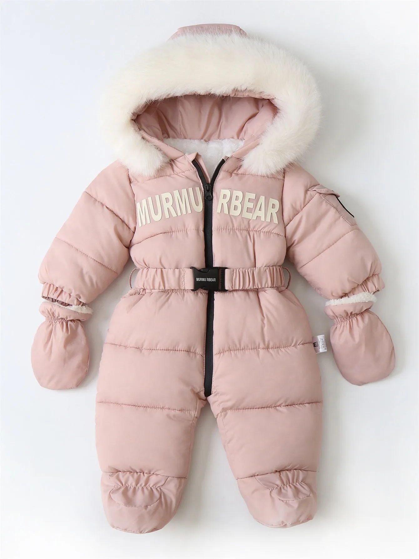 Baby jumpsuit with belt and fleece crawling suit (with gloves)