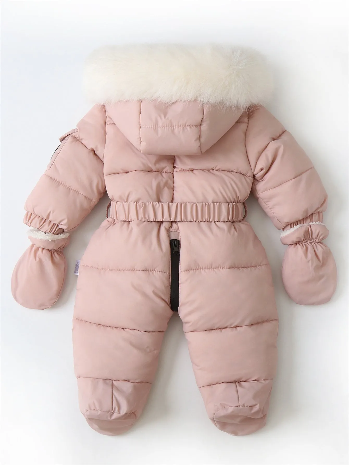 Baby jumpsuit with belt and fleece crawling suit (with gloves)