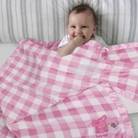 Baby Moo Checkered Charm Soft Fur Blanket - Pink