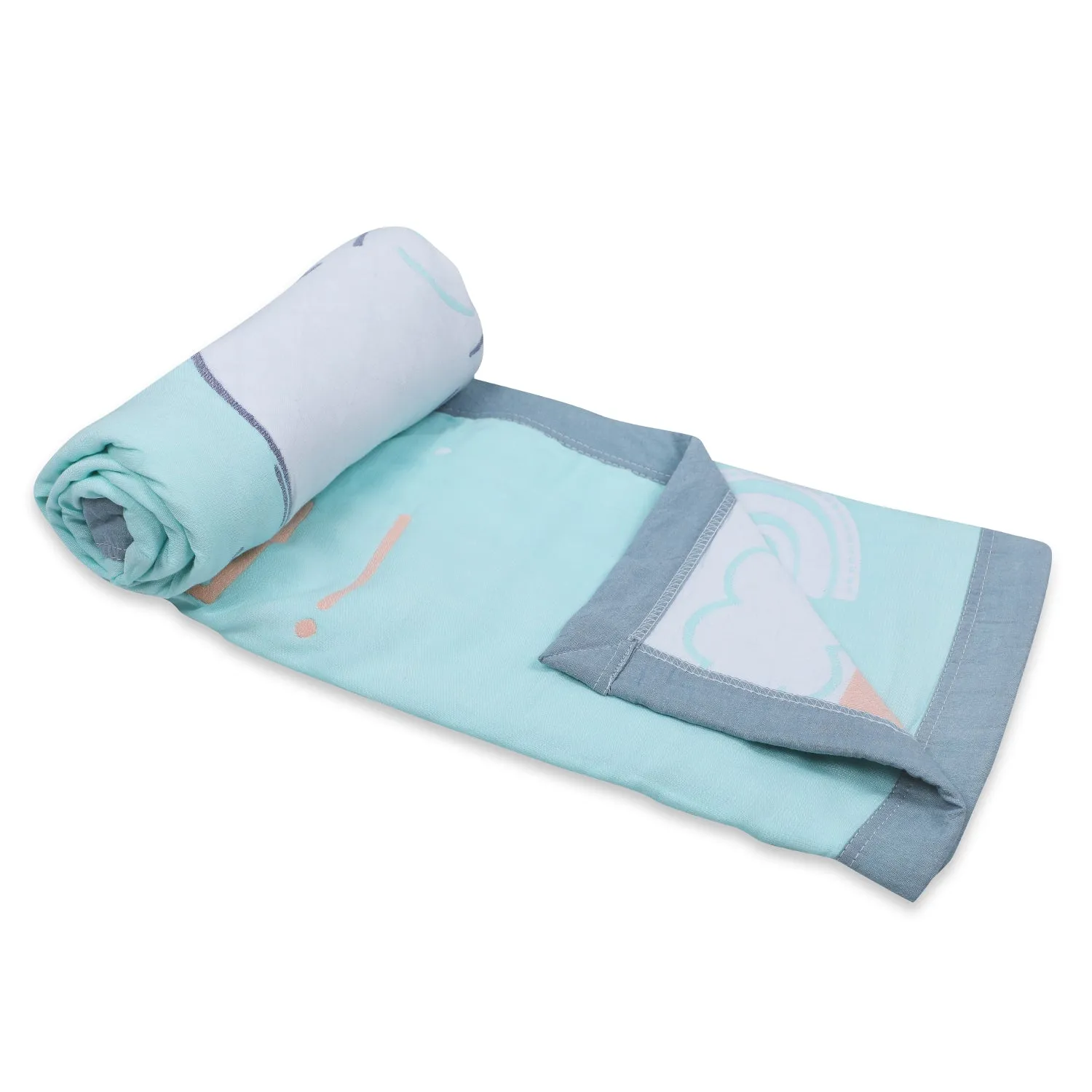 Baby Moo Elephant Adventure All Season Medium Muslin Blanket - Mint Green