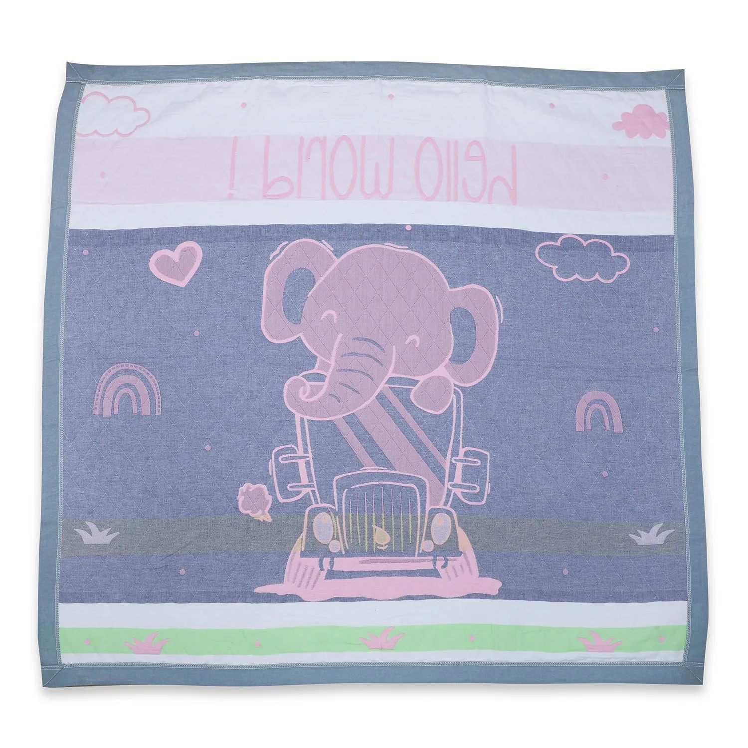 Baby Moo Elephant Adventure All Season Medium Muslin Blanket - Pink