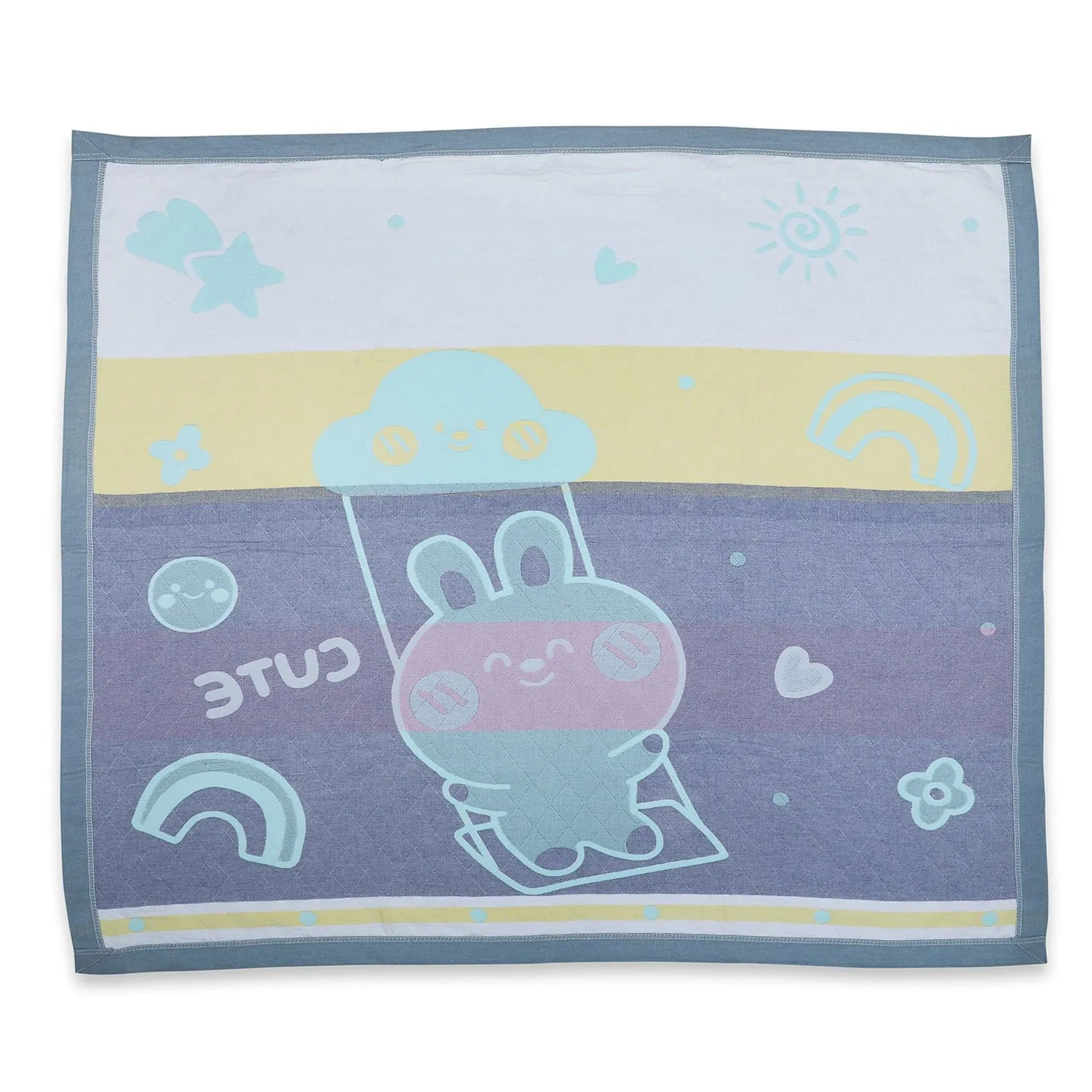 Baby Moo Swinging Bunny All Season Medium Muslin Blanket - Mint Green