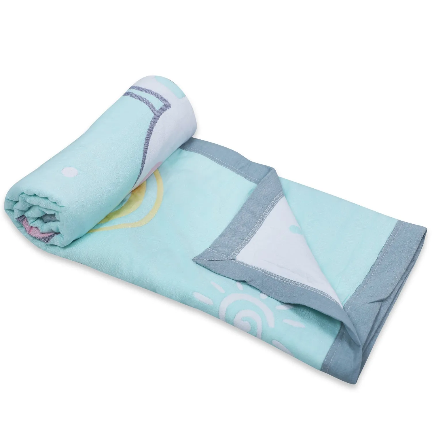 Baby Moo Swinging Bunny All Season Medium Muslin Blanket - Mint Green