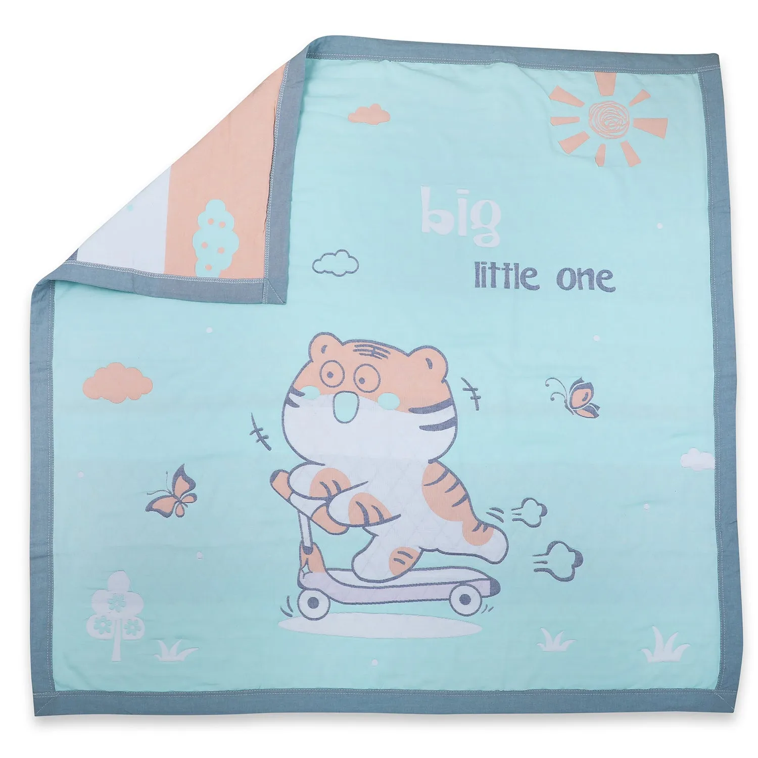 Baby Moo Wild Tiger All Season Medium Muslin Blanket - Mint Green