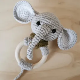 Baby Woods Croched Rattle Elephant Ring