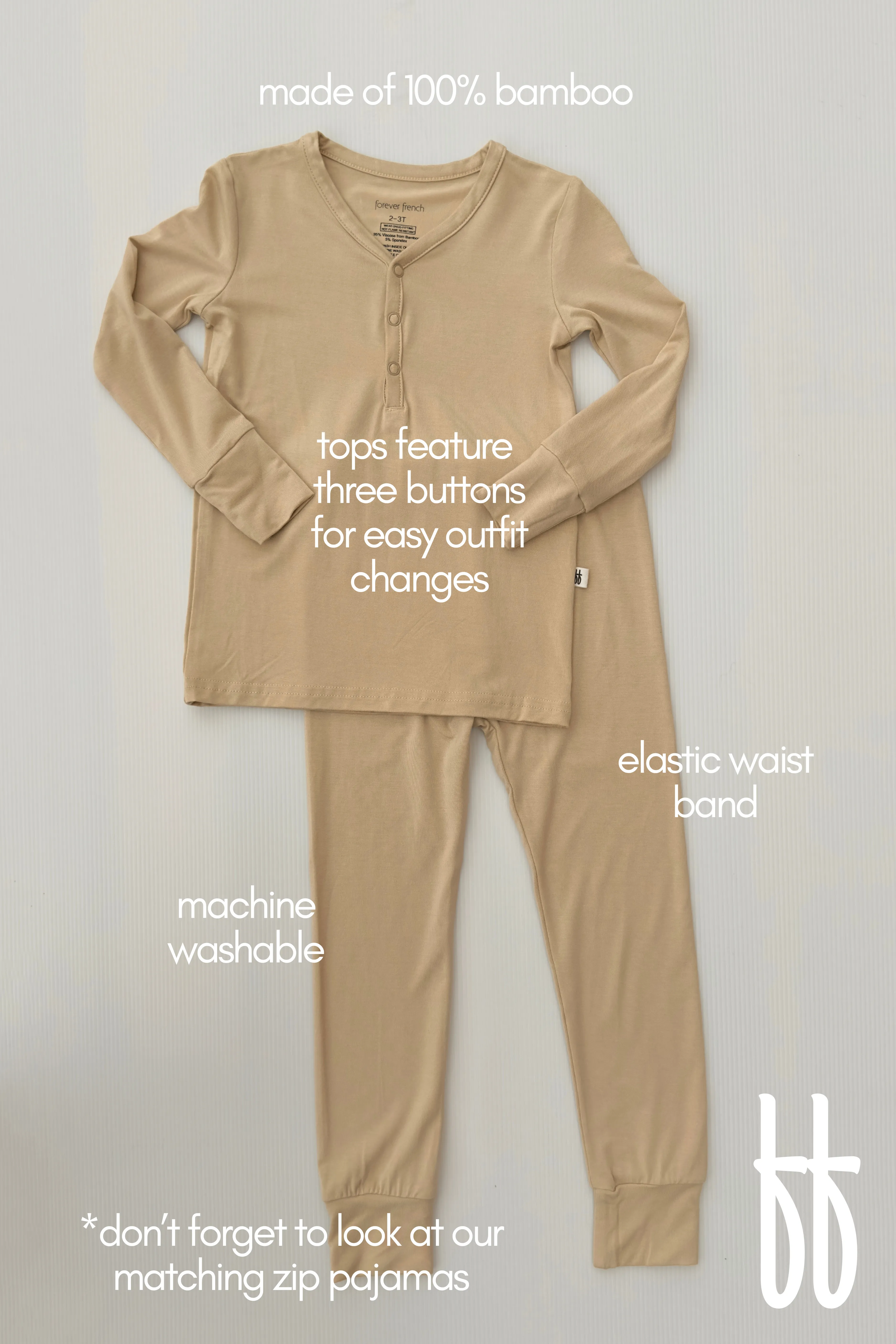 Bamboo Two Piece Pajamas | Limestone