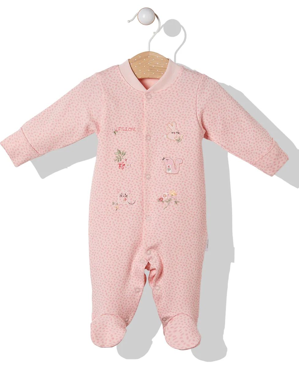 Bebetto Cotton Sleepsuit Pink Squirrel (0-9mths)