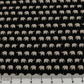 Black and Beige Mini Elephant Animal Cotton Print