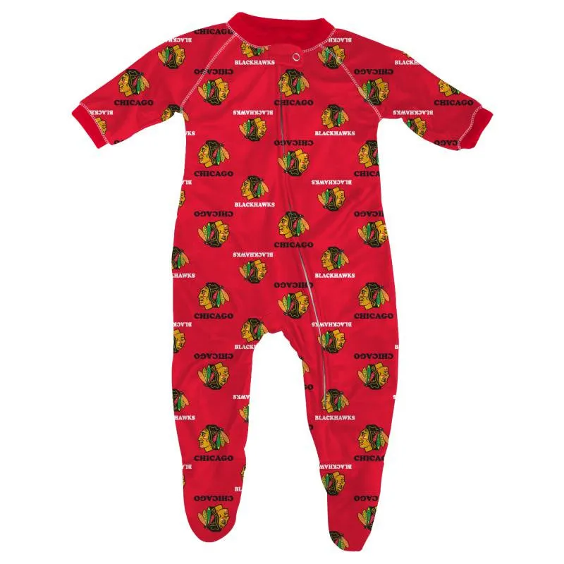 Blackhawks Baby Zip Up Pajamas