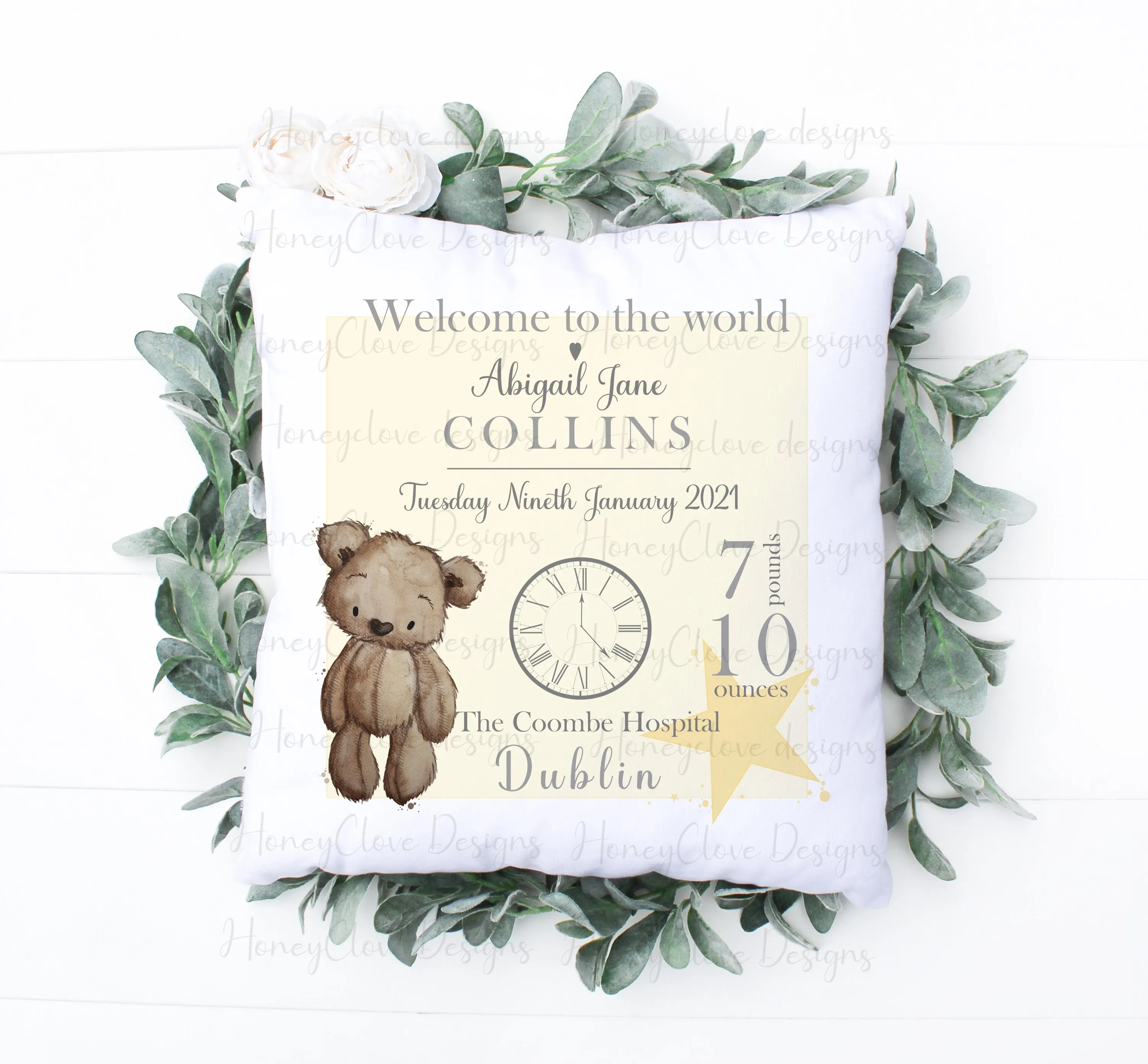 Blue Bear Baby Cushion