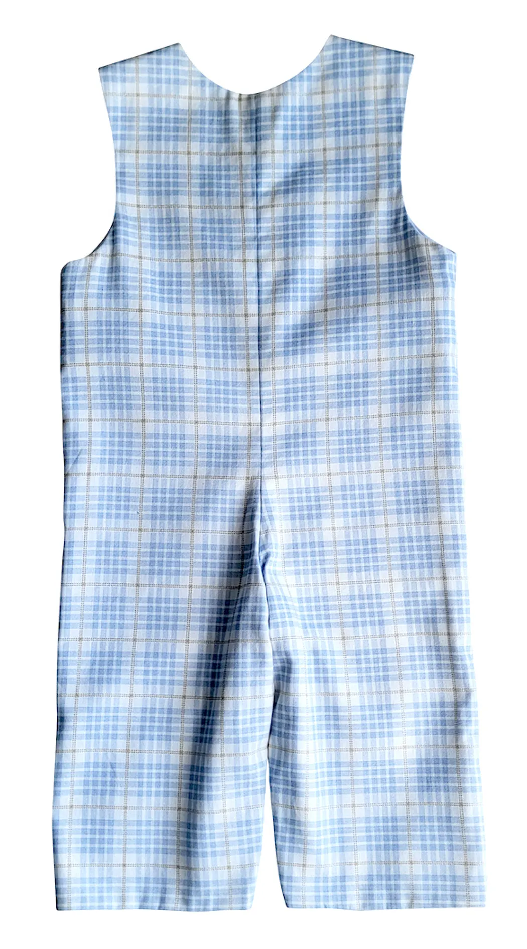 Boy's "Mia and Jules" Light Blue Checkered Overalls