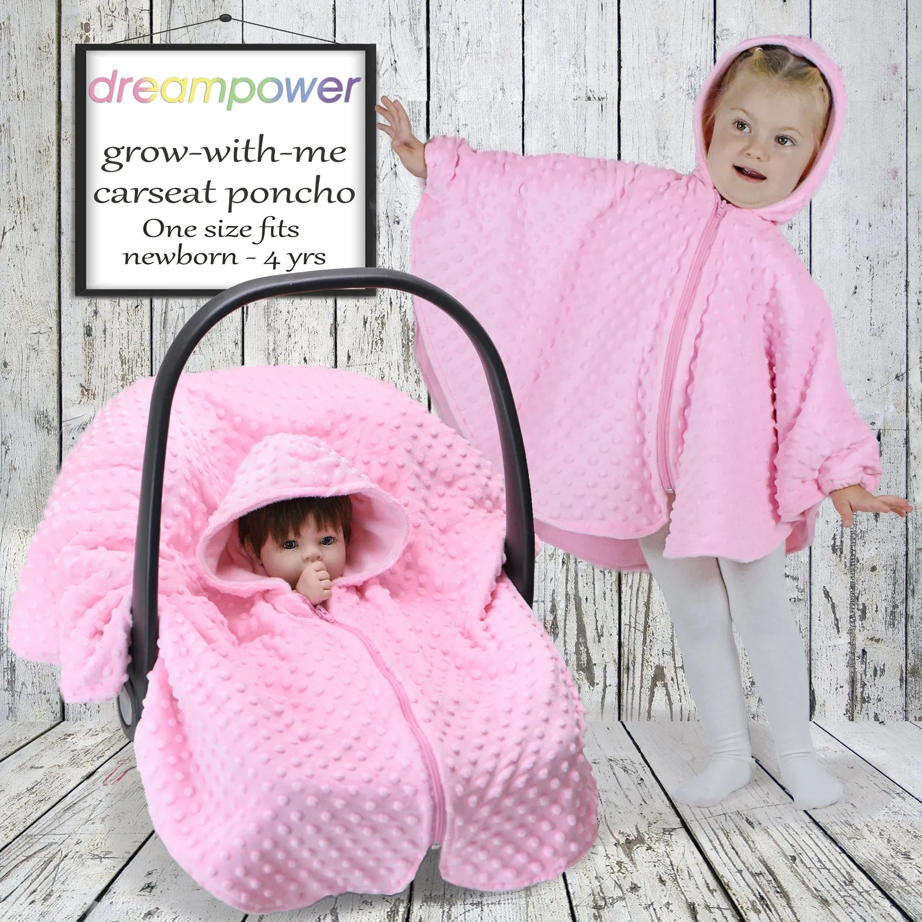 Car Seat Poncho - Simple Pink (no ears) newborn to toddler