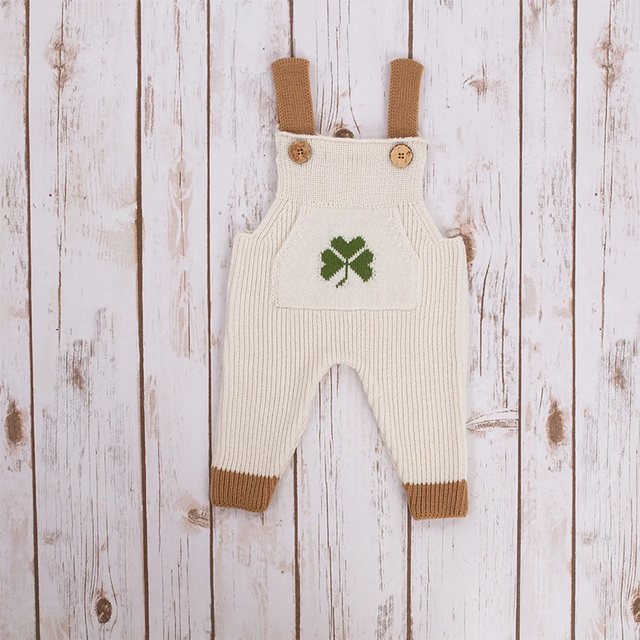 Children's Irish Shamrock Knit Overalls