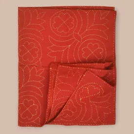 Cotton Kantha Dohar Blanket for Baby | Embroidered | Red | 0-24 Months | 100 x 100 cm