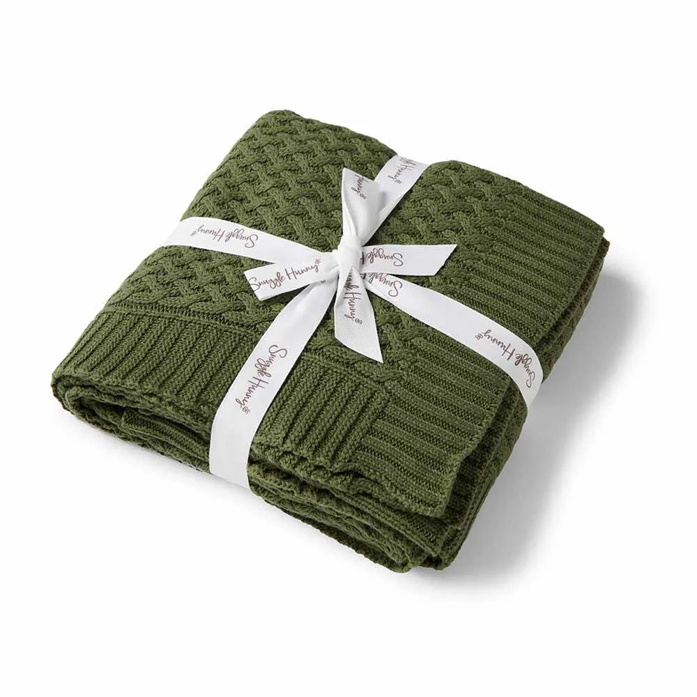 Diamond Knit Organic Baby Blanket - Olive