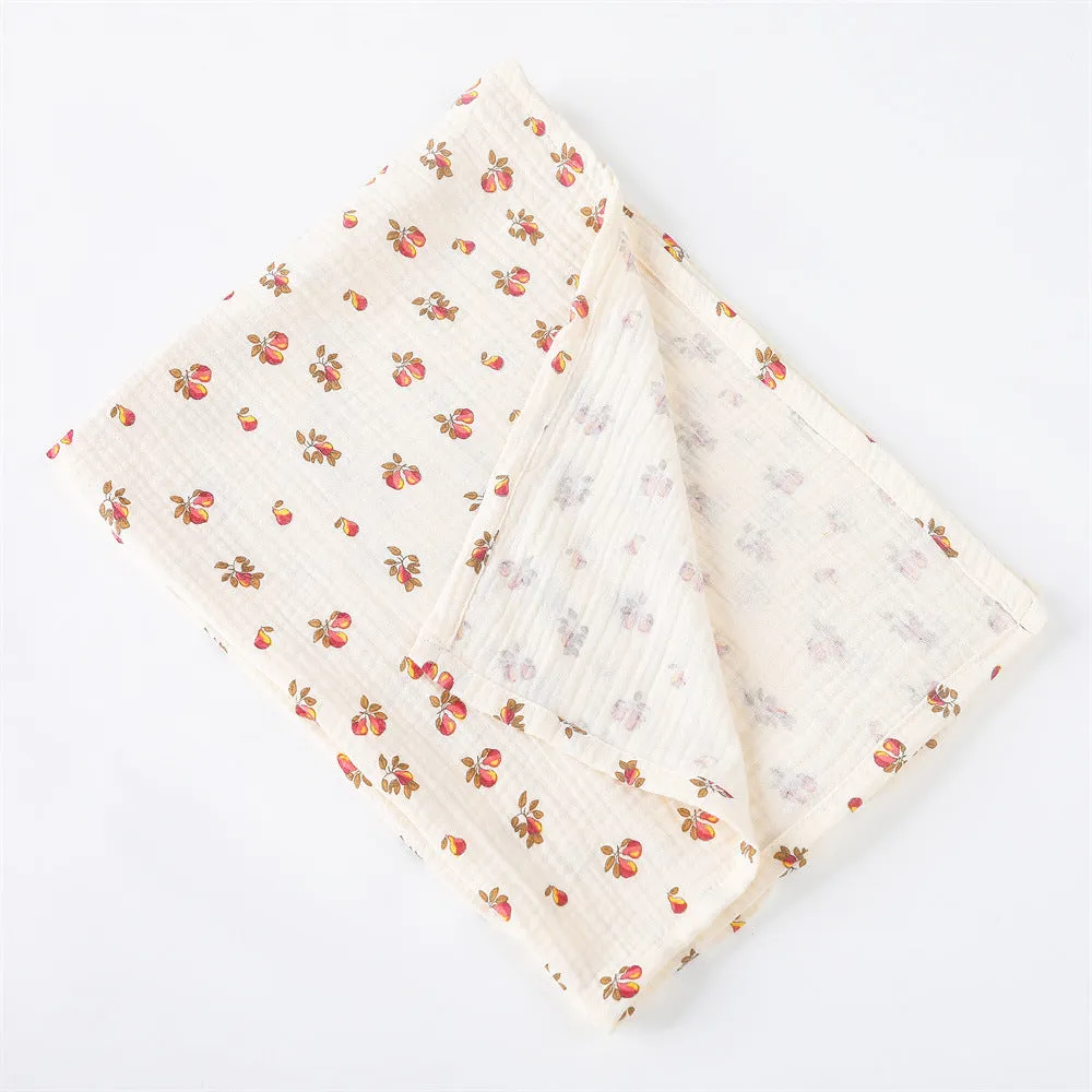 Earthy Fruits and Flowers Cotton Baby Blanket