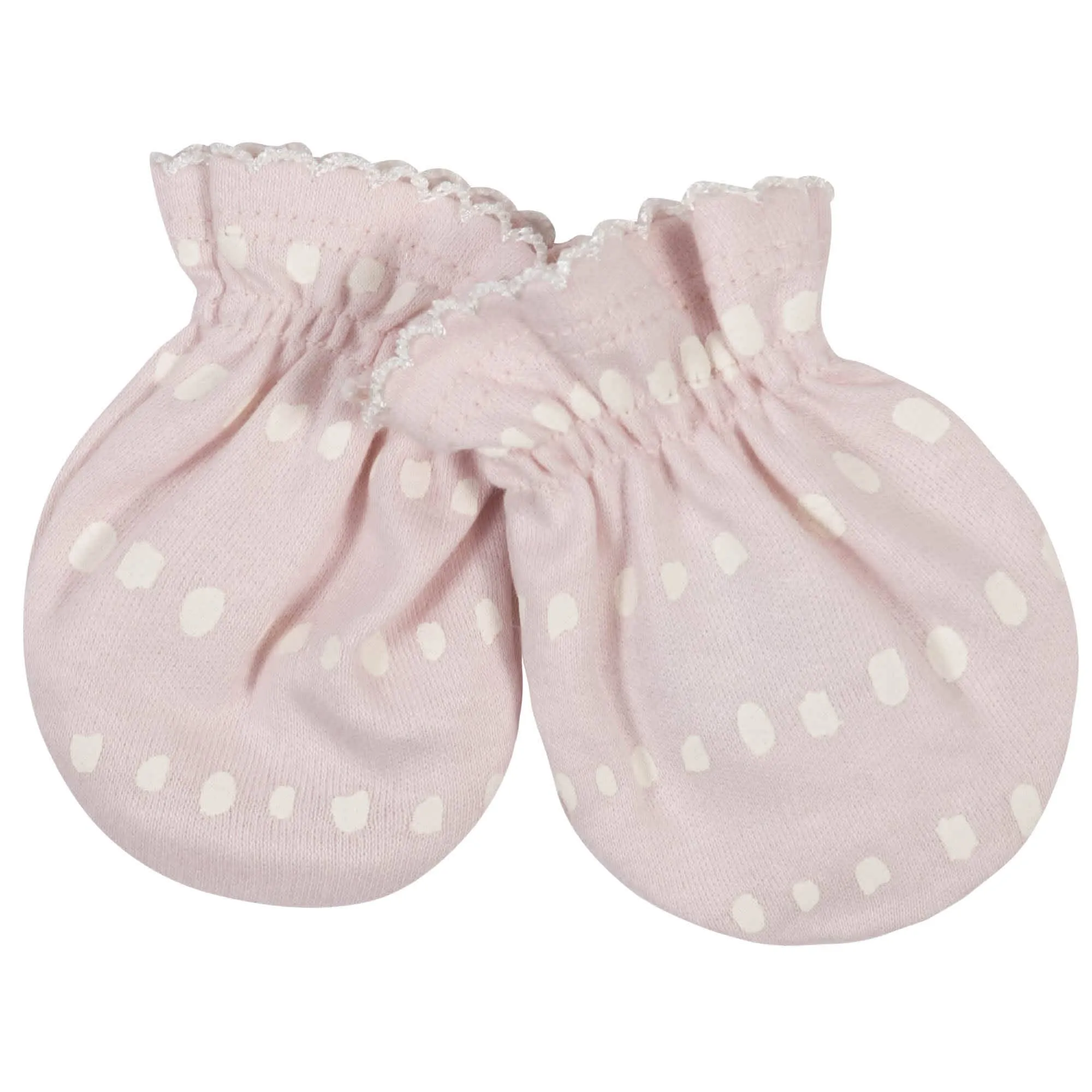 Gerber® Organic 4-Piece Baby Girls Dotted Line Cap and Mitten Set