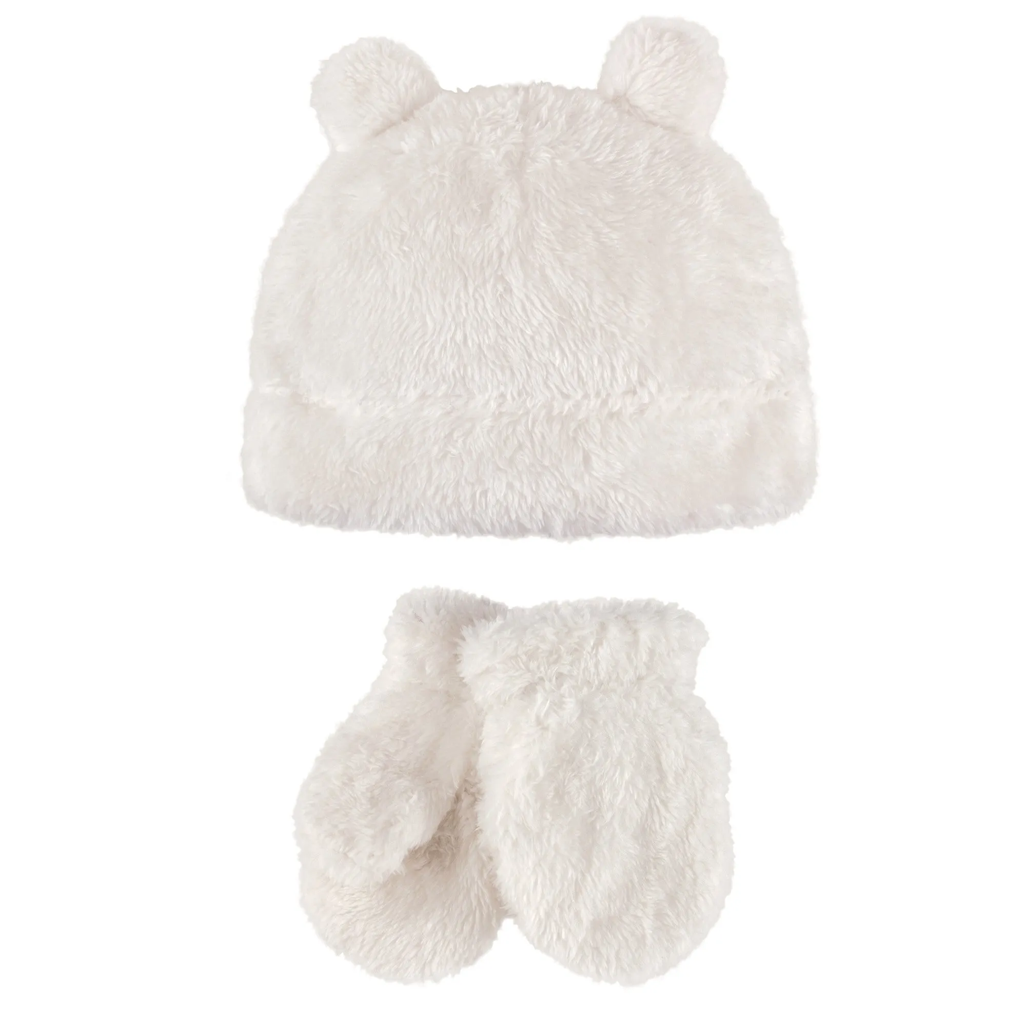 Hudson Baby Sherpa Hat and Mitten Set, Boy Cream Toddler