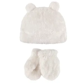 Hudson Baby Sherpa Hat and Mitten Set, Boy Cream Toddler