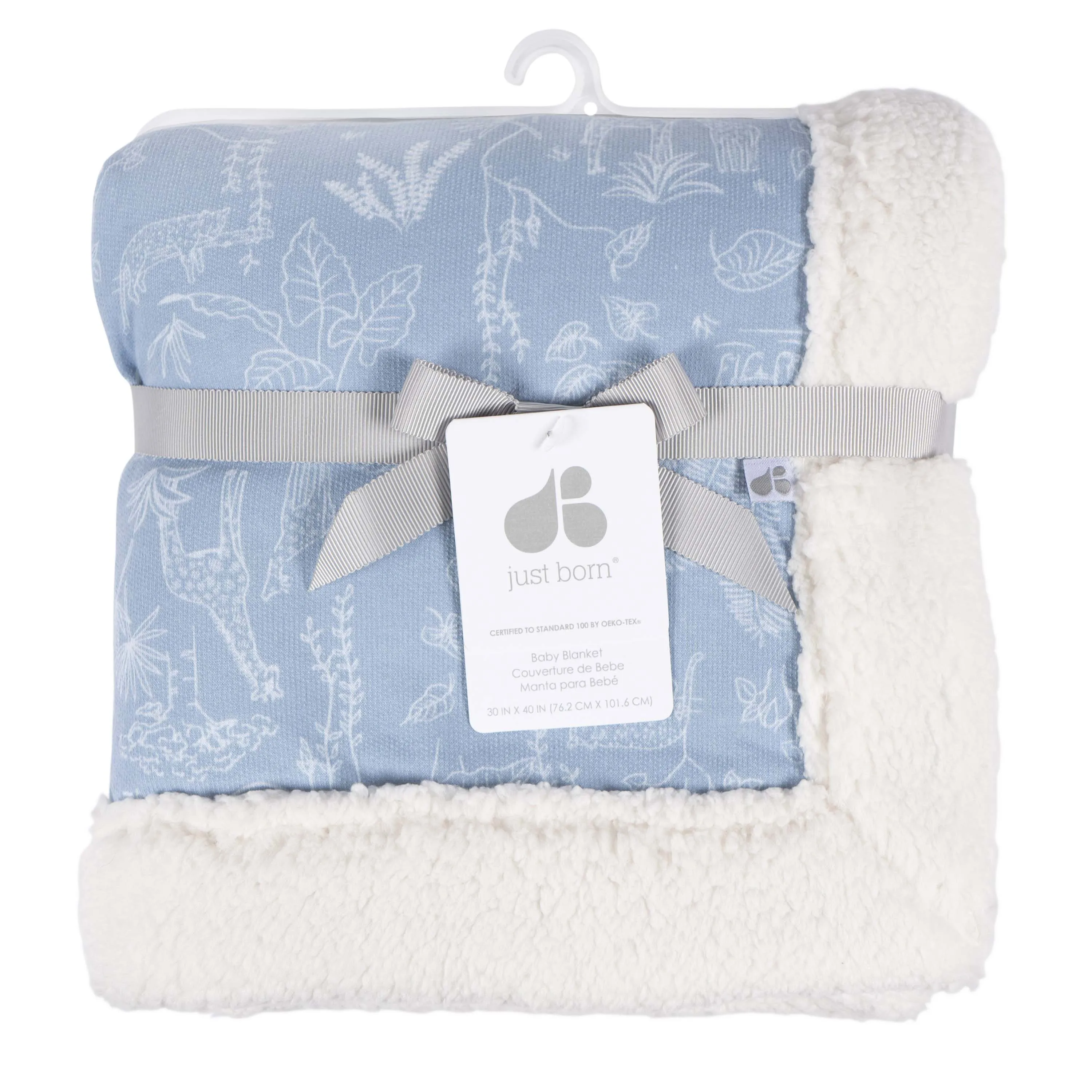 Just Born by Gerber Baby Boy 1-Pack Plush Blanket - BLUE JUNGLE