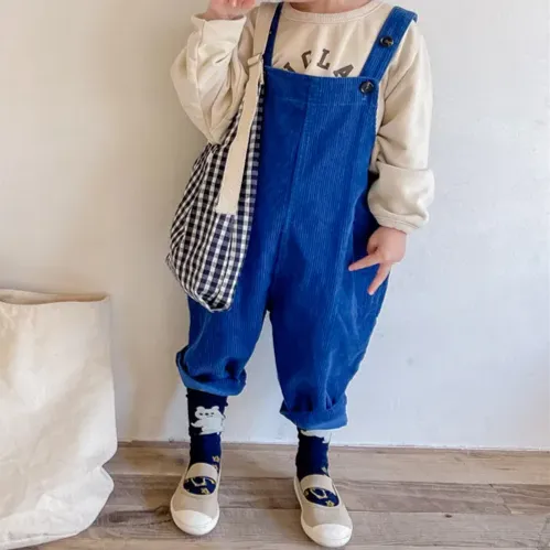 Kids Solid Corduroy Overalls