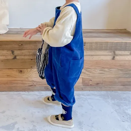 Kids Solid Corduroy Overalls