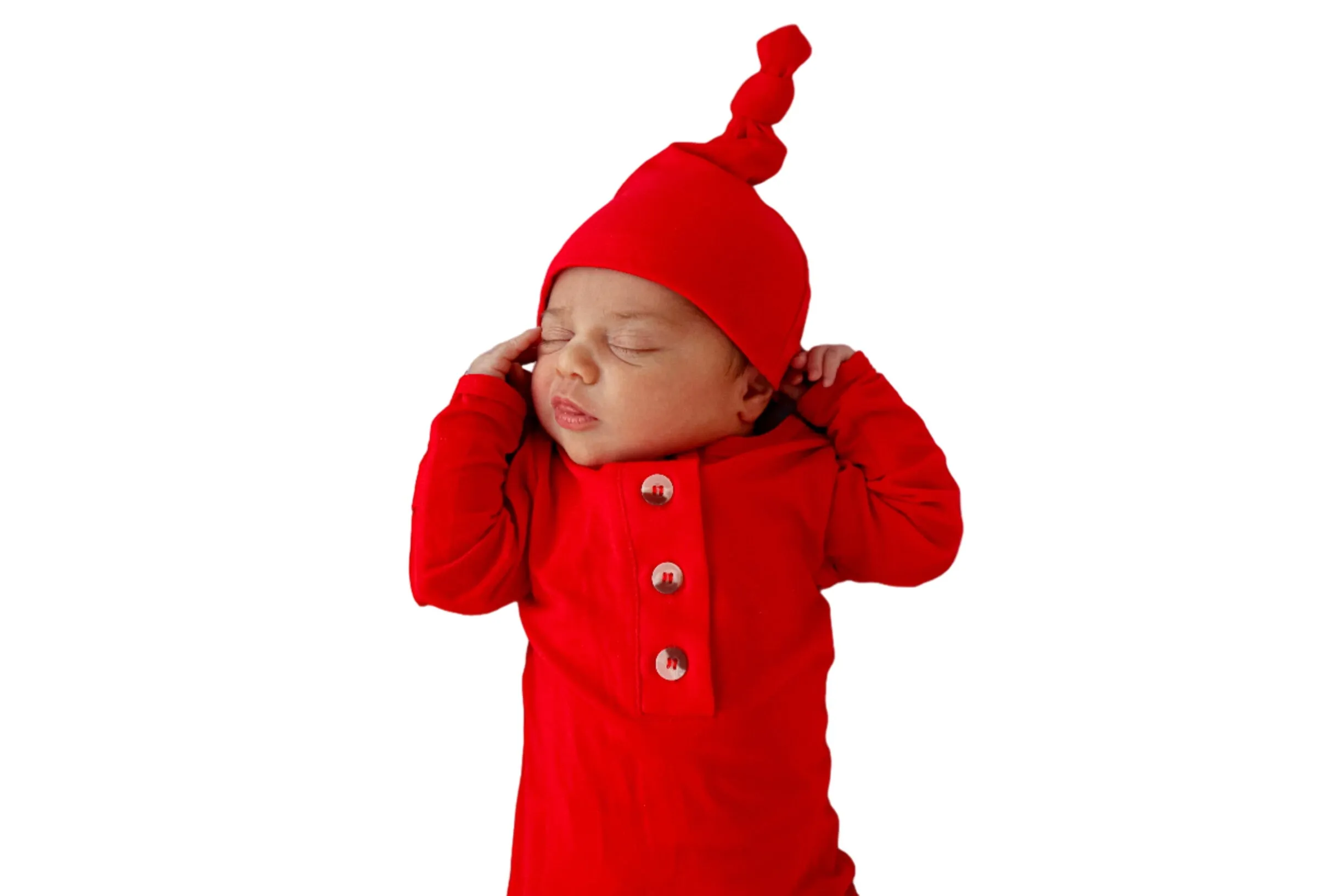 Knotted Baby Gown Set - Holiday Red (newborn-3 Months)