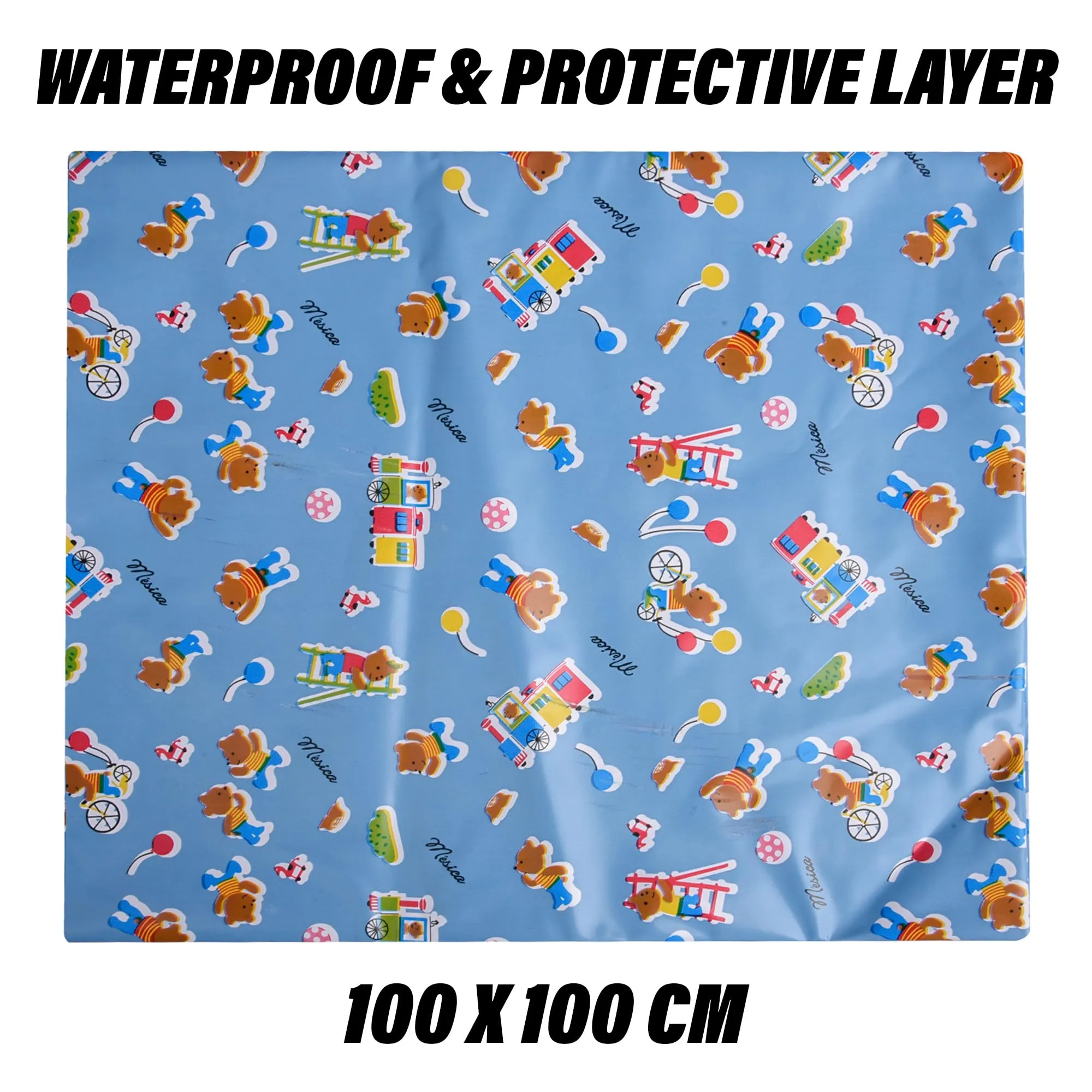 Kuber Industries Baby Sheet | Reversible Baby Plastic Sheet | Crib Sheet for Baby | Bed Wetting Protector Sheet | Baby Mattress Sheet for Baby | Toddler Bed Sheet | 100x100 CM | Blue