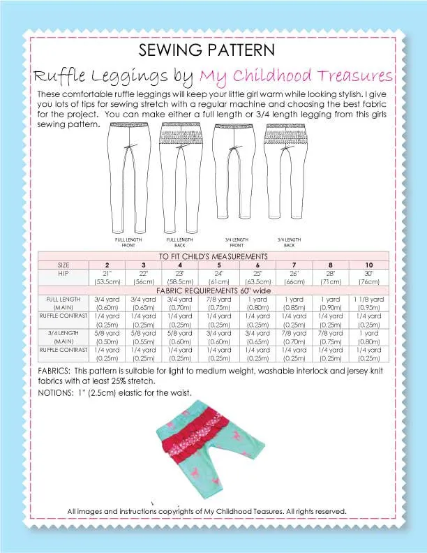 Leggings Sewing Pattern - RUFFLED