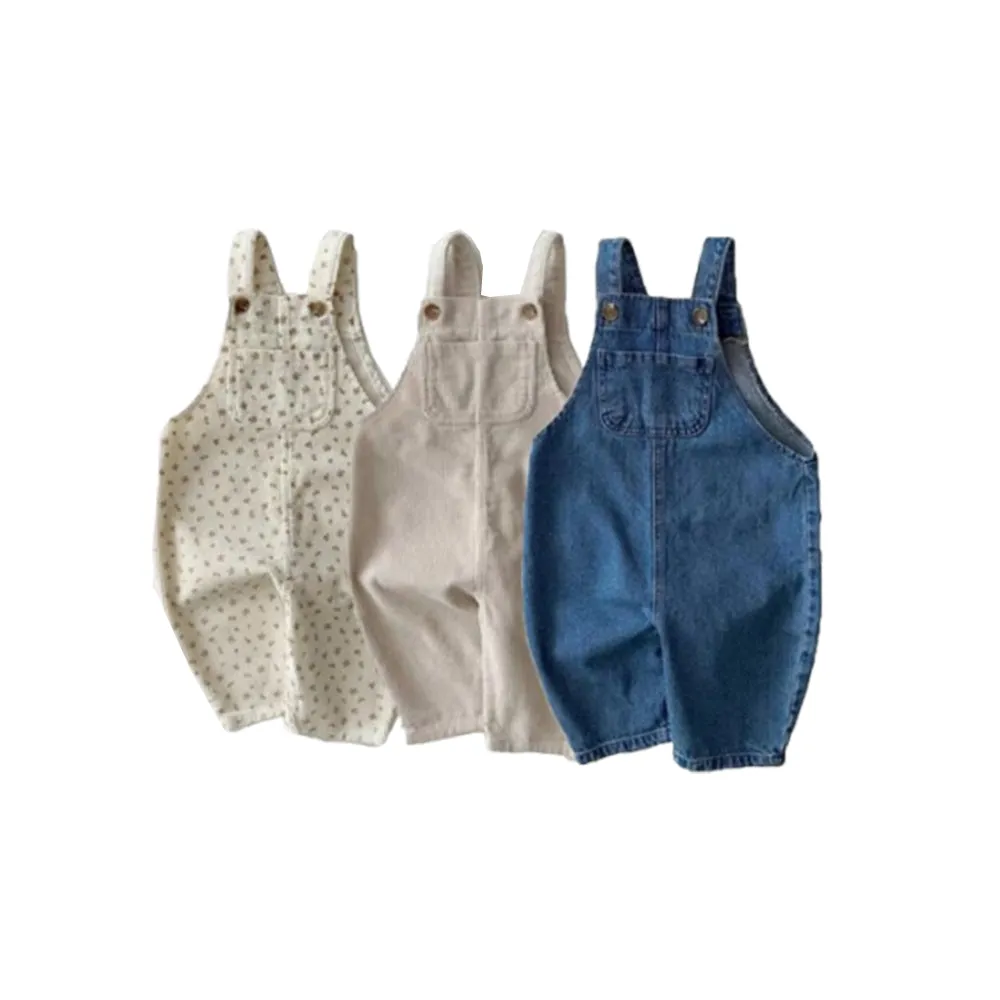 Lnfants And Toddlers Floral Denim Cute Overalls Baby Casual Sports Trousers