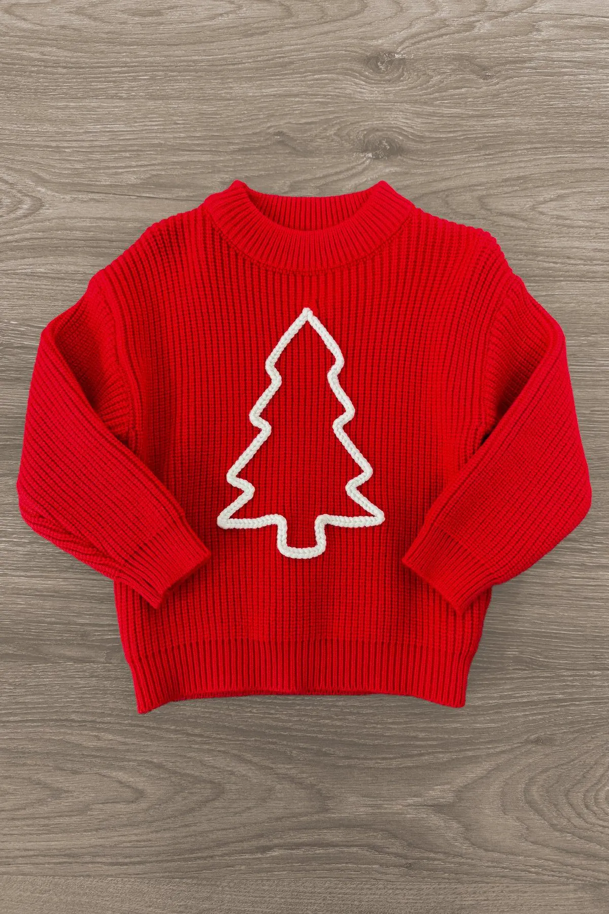 Mom & Kid - Red & Green Christmas Tree Knit Sweater