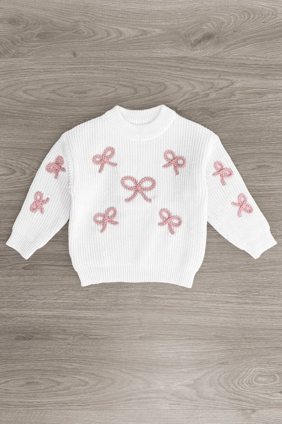 Mom & Me - White & Pink Bow Knit Sweater