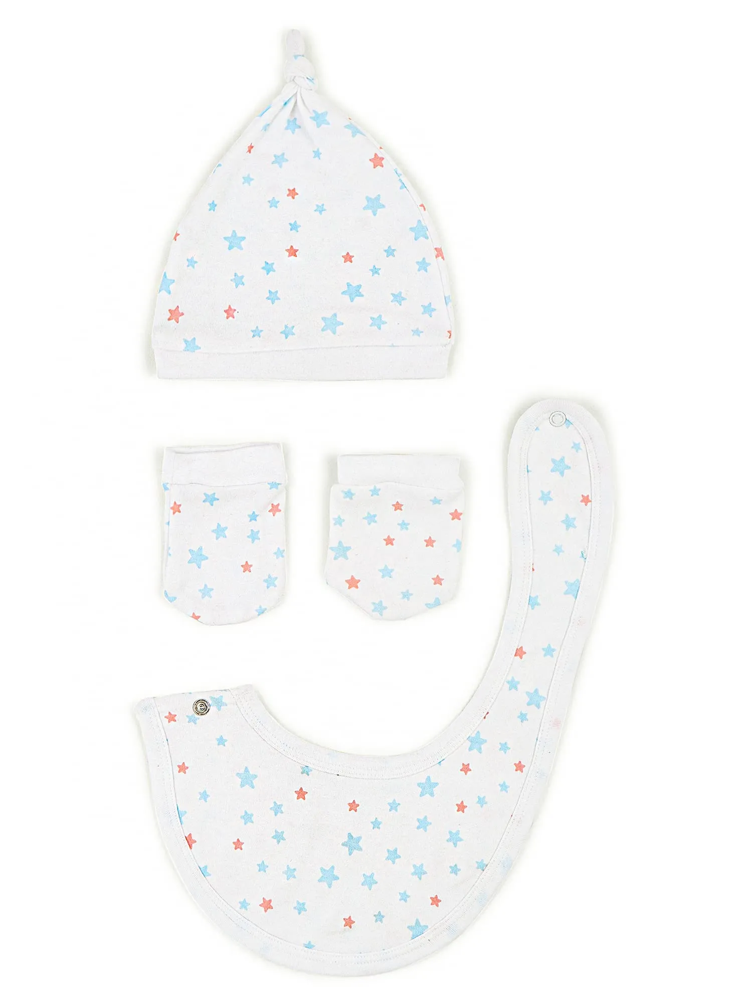 Mush Ultra Soft Bamboo Unisex Mittens, Socks & Caps Combo Set for New Born Baby/Kids (Pack of 6, (0-3 Months, Stary Night & Daylight)