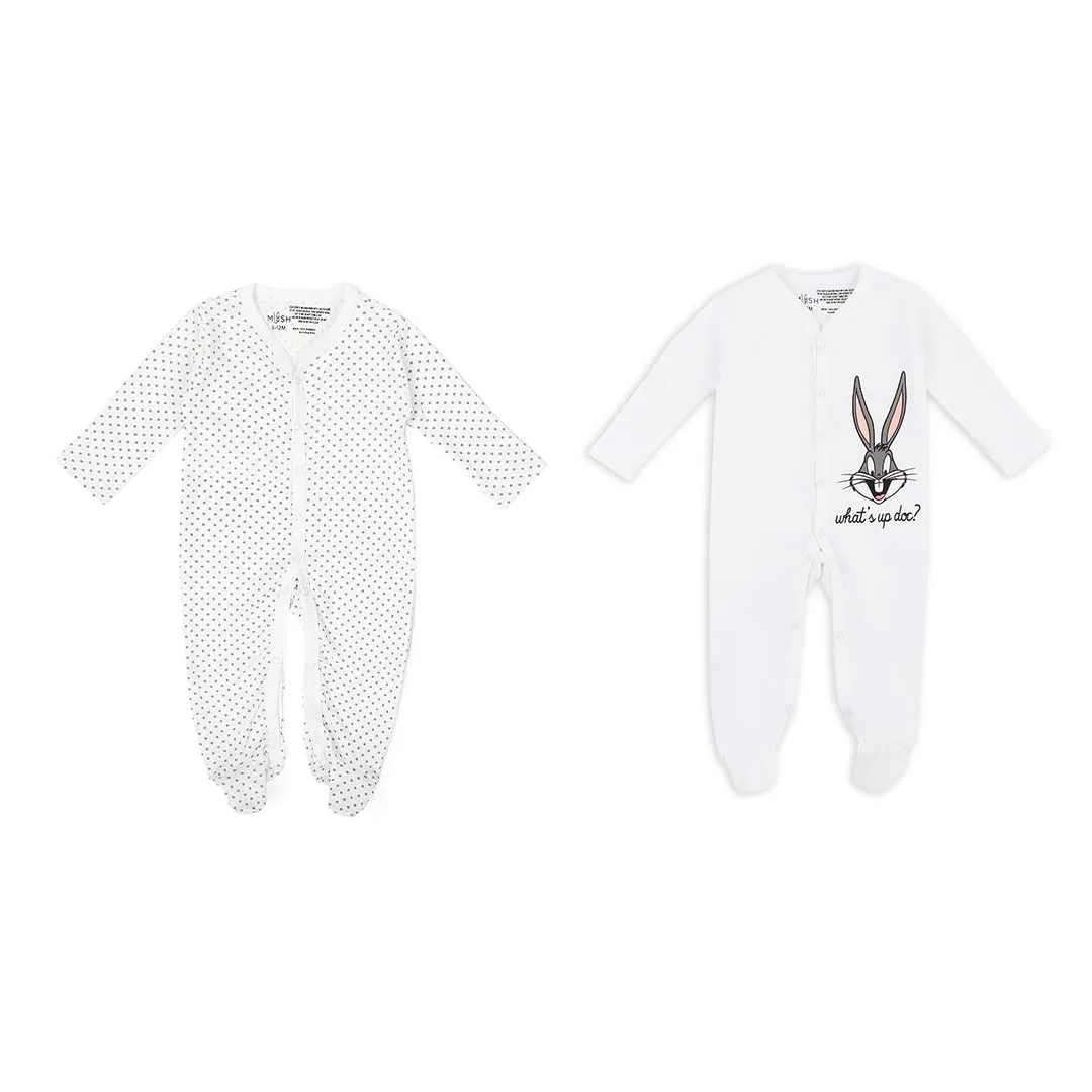 Mush Ultra Soft Bamboo Unisex Onesies Combo Set for New Born Baby/Kids Pack of 2, (6-12 Months, Stary Night & Daylight)