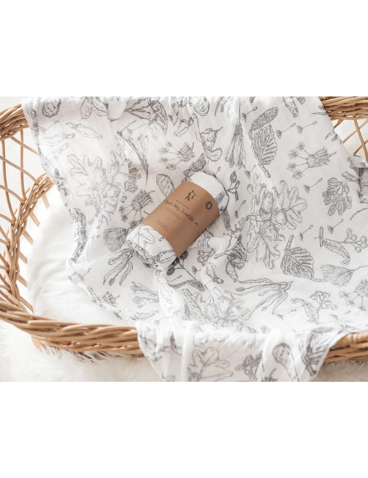 Organic Cotton Printed Baby Swaddle - Forest Walk