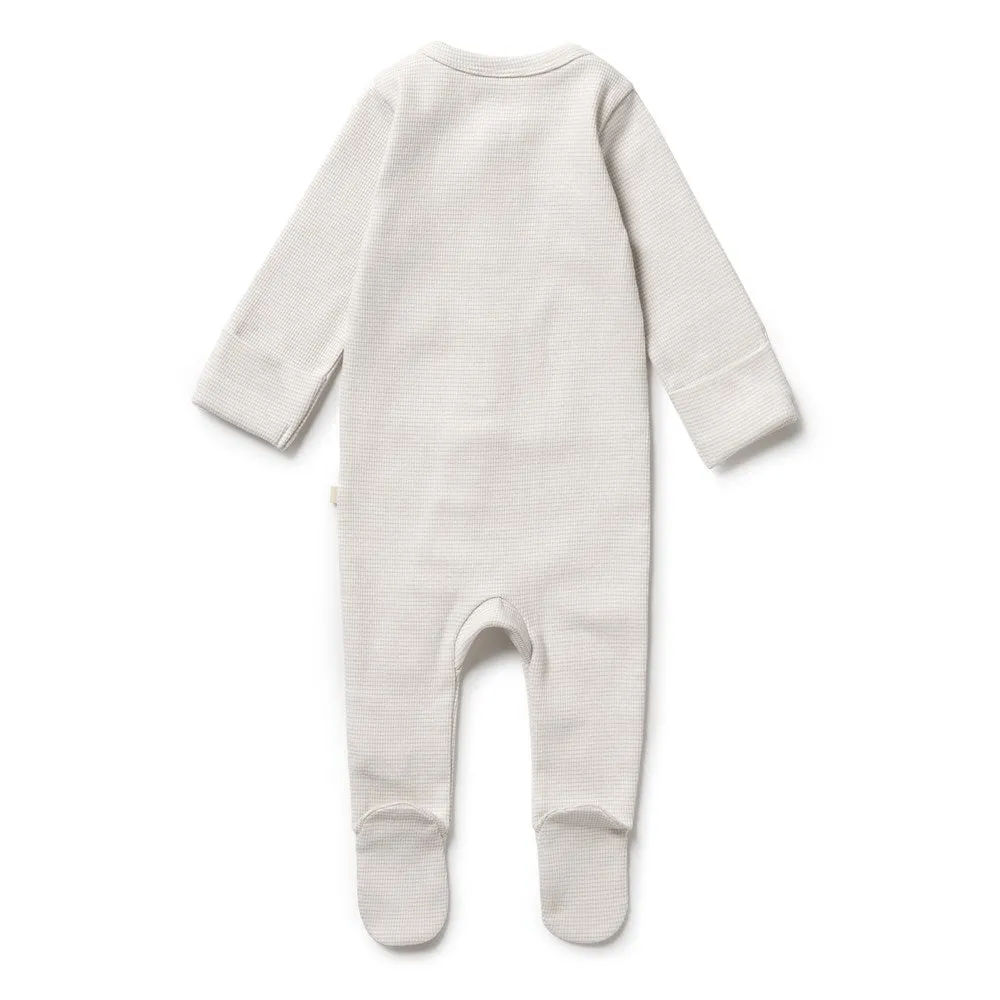 Organic Stripe Rib Zipsuit with Feet