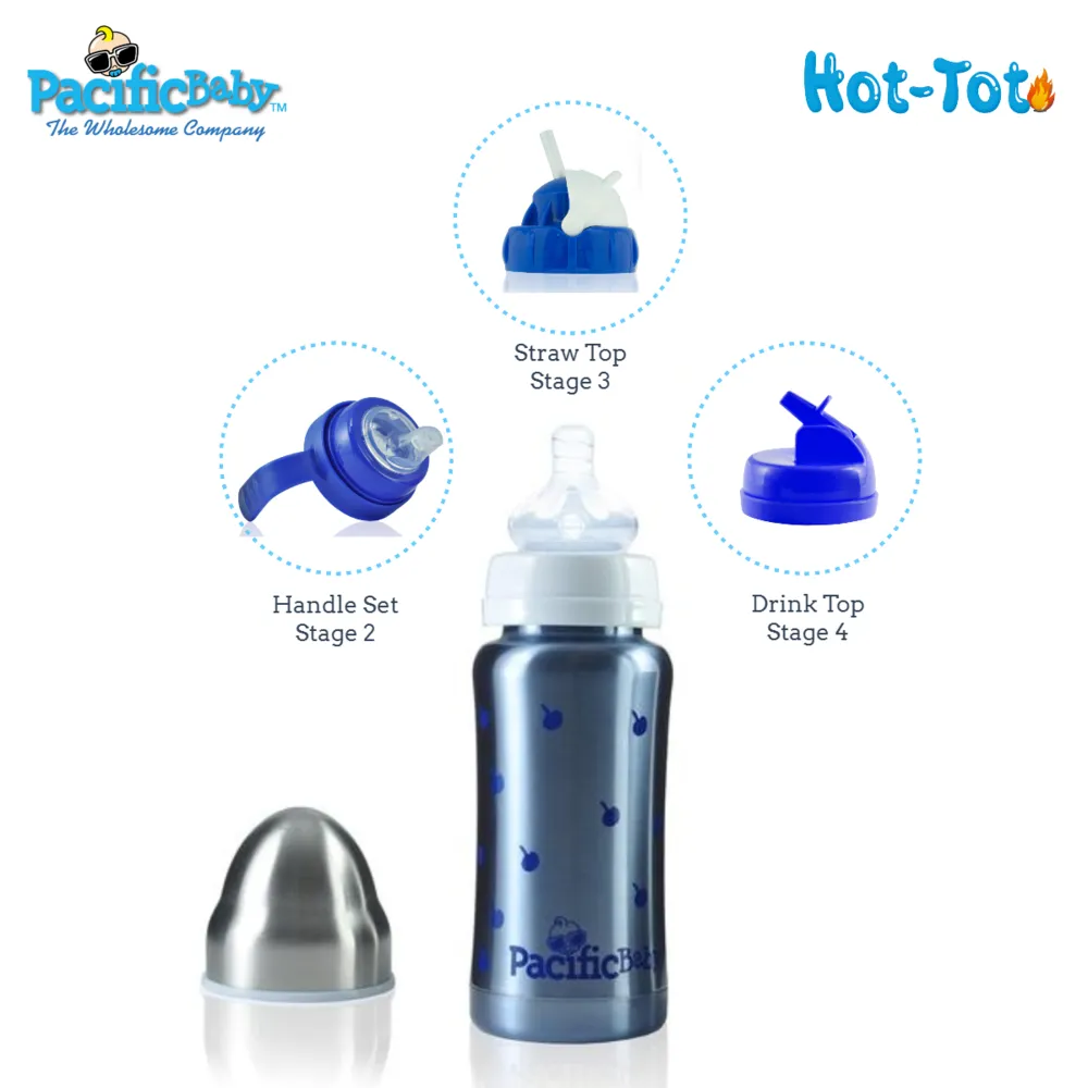 Pacific Baby Hot-Tot Stainless Steel Insulated 7 oz Infant Baby Eco Feeding Bottle - 2 Pack