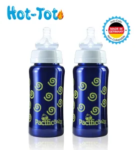 Pacific Baby Hot-Tot Stainless Steel Insulated 7 oz Infant Baby Eco Feeding Bottle - 2 Pack